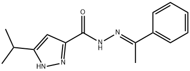 N-[(E)-1-phenylethylideneamino]-5-propan-2-yl-1H-pyrazole-3-carboxamide Structural