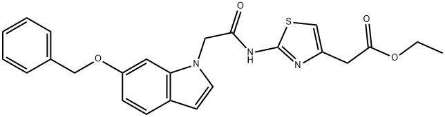 ethyl 2-[2-[[2-(6-phenylmethoxyindol-1-yl)acetyl]amino]-1,3-thiazol-4-yl]acetate Structural