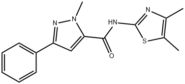 N-(4,5-dimethyl-1,3-thiazol-2-yl)-2-methyl-5-phenylpyrazole-3-carboxamide Structural
