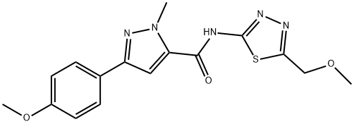 N-[5-(methoxymethyl)-1,3,4-thiadiazol-2-yl]-5-(4-methoxyphenyl)-2-methylpyrazole-3-carboxamide Structural