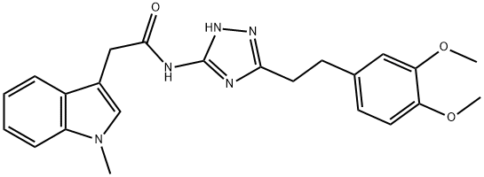 N-[5-[2-(3,4-dimethoxyphenyl)ethyl]-1H-1,2,4-triazol-3-yl]-2-(1-methylindol-3-yl)acetamide Structural