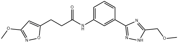 N-[3-[5-(methoxymethyl)-1H-1,2,4-triazol-3-yl]phenyl]-3-(3-methoxy-1,2-oxazol-5-yl)propanamide Structural