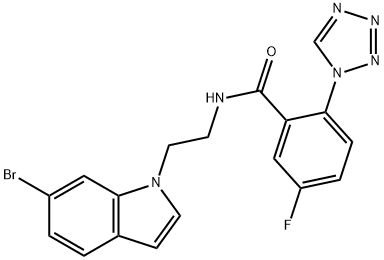 N-[2-(6-bromoindol-1-yl)ethyl]-5-fluoro-2-(tetrazol-1-yl)benzamide Structural