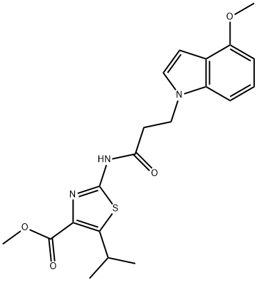 methyl 2-[3-(4-methoxyindol-1-yl)propanoylamino]-5-propan-2-yl-1,3-thiazole-4-carboxylate Structural
