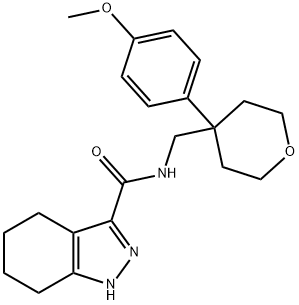 N-[[4-(4-methoxyphenyl)oxan-4-yl]methyl]-4,5,6,7-tetrahydro-1H-indazole-3-carboxamide Structural