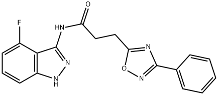 N-(4-fluoro-1H-indazol-3-yl)-3-(3-phenyl-1,2,4-oxadiazol-5-yl)propanamide Structural