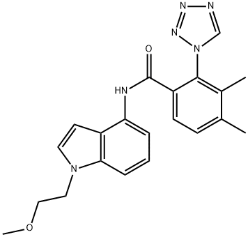 N-[1-(2-methoxyethyl)indol-4-yl]-3,4-dimethyl-2-(tetrazol-1-yl)benzamide Structural