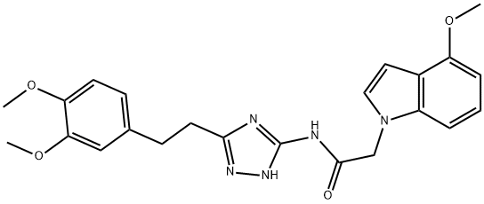 N-[5-[2-(3,4-dimethoxyphenyl)ethyl]-1H-1,2,4-triazol-3-yl]-2-(4-methoxyindol-1-yl)acetamide Structural