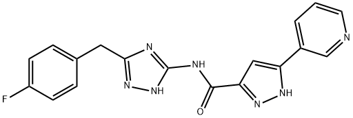 N-[5-[(4-fluorophenyl)methyl]-1H-1,2,4-triazol-3-yl]-3-pyridin-3-yl-1H-pyrazole-5-carboxamide Structural