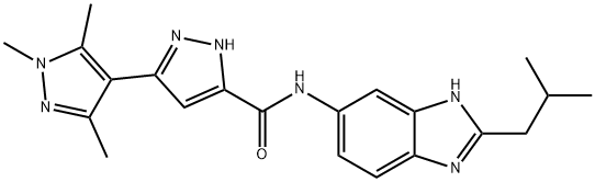 N-[2-(2-methylpropyl)-3H-benzimidazol-5-yl]-3-(1,3,5-trimethylpyrazol-4-yl)-1H-pyrazole-5-carboxamide Structural
