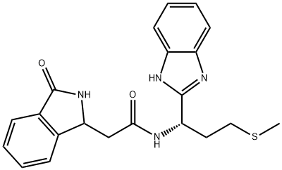 N-[(1S)-1-(1H-benzimidazol-2-yl)-3-methylsulfanylpropyl]-2-(3-oxo-1,2-dihydroisoindol-1-yl)acetamide Structural