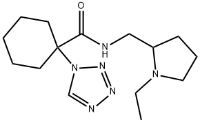 N-[(1-ethylpyrrolidin-2-yl)methyl]-1-(tetrazol-1-yl)cyclohexane-1-carboxamide Structural