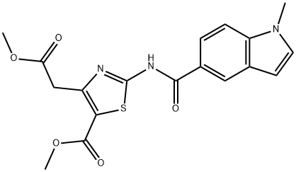 methyl 4-(2-methoxy-2-oxoethyl)-2-[(1-methylindole-5-carbonyl)amino]-1,3-thiazole-5-carboxylate Structural