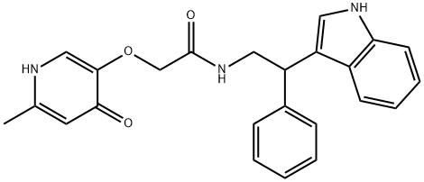 N-[2-(1H-indol-3-yl)-2-phenylethyl]-2-[(6-methyl-4-oxo-1H-pyridin-3-yl)oxy]acetamide Structural