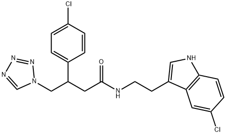 N-[2-(5-chloro-1H-indol-3-yl)ethyl]-3-(4-chlorophenyl)-4-(tetrazol-1-yl)butanamide Structural