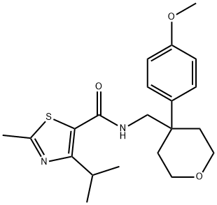 N-[[4-(4-methoxyphenyl)oxan-4-yl]methyl]-2-methyl-4-propan-2-yl-1,3-thiazole-5-carboxamide Structural