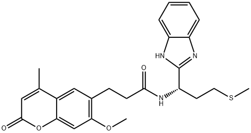 N-[(1S)-1-(1H-benzimidazol-2-yl)-3-methylsulfanylpropyl]-3-(7-methoxy-4-methyl-2-oxochromen-6-yl)propanamide Structural