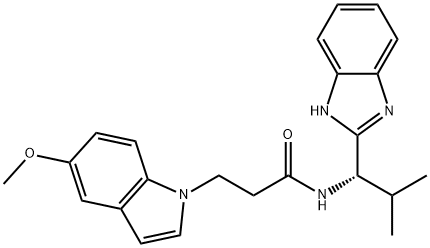 N-[(1S)-1-(1H-benzimidazol-2-yl)-2-methylpropyl]-3-(5-methoxyindol-1-yl)propanamide Structural
