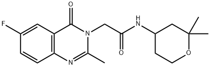 N-(2,2-dimethyloxan-4-yl)-2-(6-fluoro-2-methyl-4-oxoquinazolin-3-yl)acetamide Structural