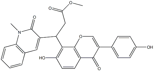 methyl 3-[7-hydroxy-3-(4-hydroxyphenyl)-4-oxochromen-8-yl]-3-(1-methyl-2-oxoquinolin-3-yl)propanoate Structural