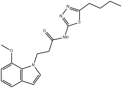 N-(5-butyl-1,3,4-thiadiazol-2-yl)-3-(7-methoxyindol-1-yl)propanamide Structural