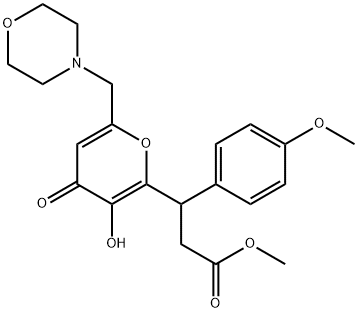 methyl 3-[3-hydroxy-6-(morpholin-4-ylmethyl)-4-oxopyran-2-yl]-3-(4-methoxyphenyl)propanoate Structural