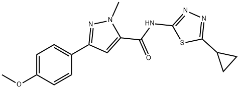 N-(5-cyclopropyl-1,3,4-thiadiazol-2-yl)-5-(4-methoxyphenyl)-2-methylpyrazole-3-carboxamide Structural