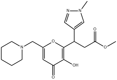methyl 3-[3-hydroxy-4-oxo-6-(piperidin-1-ylmethyl)pyran-2-yl]-3-(1-methylpyrazol-4-yl)propanoate Structural