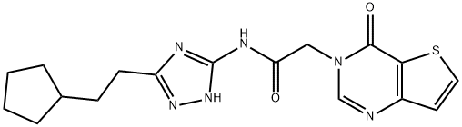 N-[5-(2-cyclopentylethyl)-1H-1,2,4-triazol-3-yl]-2-(4-oxothieno[3,2-d]pyrimidin-3-yl)acetamide Structural
