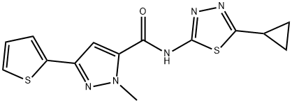 N-(5-cyclopropyl-1,3,4-thiadiazol-2-yl)-2-methyl-5-thiophen-2-ylpyrazole-3-carboxamide Structural