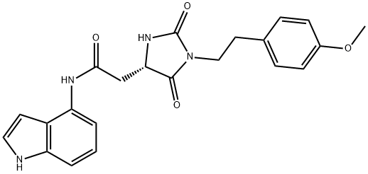 N-(1H-indol-4-yl)-2-[(4S)-1-[2-(4-methoxyphenyl)ethyl]-2,5-dioxoimidazolidin-4-yl]acetamide Structural