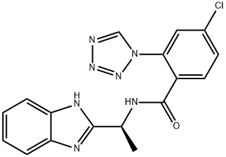 N-[(1S)-1-(1H-benzimidazol-2-yl)ethyl]-4-chloro-2-(tetrazol-1-yl)benzamide Structural