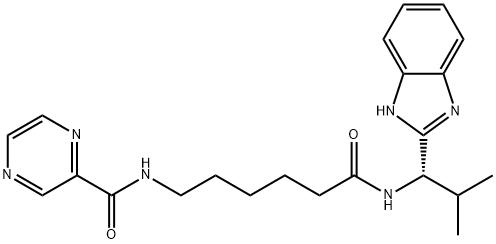 N-[6-[[(1S)-1-(1H-benzimidazol-2-yl)-2-methylpropyl]amino]-6-oxohexyl]pyrazine-2-carboxamide Structural
