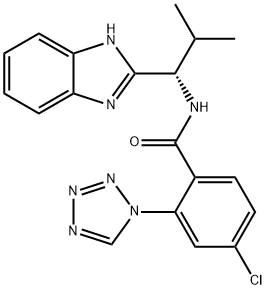N-[(1S)-1-(1H-benzimidazol-2-yl)-2-methylpropyl]-4-chloro-2-(tetrazol-1-yl)benzamide Structural