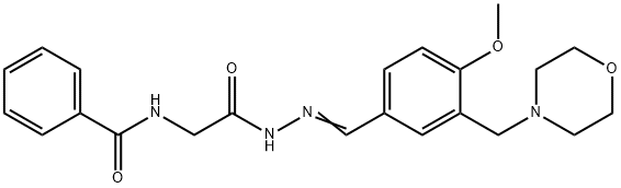 N-[2-[(2E)-2-[[4-methoxy-3-(morpholin-4-ylmethyl)phenyl]methylidene]hydrazinyl]-2-oxoethyl]benzamide Structural