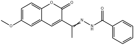 N-[(E)-1-(6-methoxy-2-oxochromen-3-yl)ethylideneamino]benzamide Structural
