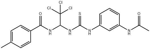 N-[1-[(3-acetamidophenyl)carbamothioylamino]-2,2,2-trichloroethyl]-4-methylbenzamide Structural
