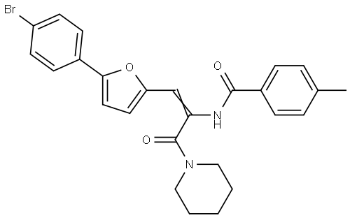 N-[(E)-1-[5-(4-bromophenyl)furan-2-yl]-3-oxo-3-piperidin-1-ylprop-1-en-2-yl]-4-methylbenzamide Structural