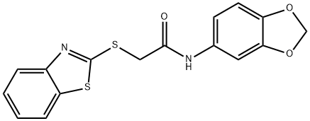 N-(1,3-benzodioxol-5-yl)-2-(1,3-benzothiazol-2-ylsulfanyl)acetamide Structural