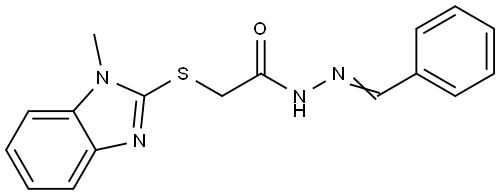 N-[(E)-benzylideneamino]-2-(1-methylbenzimidazol-2-yl)sulfanylacetamide Structural
