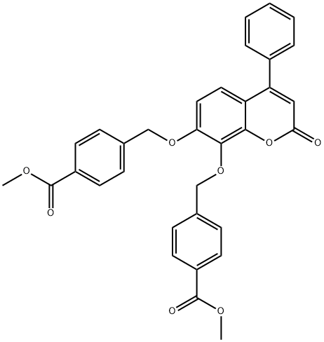 methyl 4-[[8-[(4-methoxycarbonylphenyl)methoxy]-2-oxo-4-phenylchromen-7-yl]oxymethyl]benzoate Structural