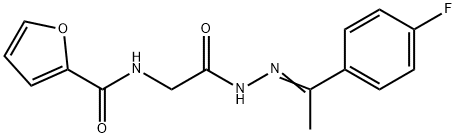 N-[2-[(2E)-2-[1-(4-fluorophenyl)ethylidene]hydrazinyl]-2-oxoethyl]furan-2-carboxamide Structural