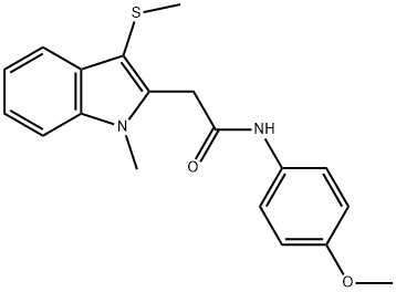 N-(4-methoxyphenyl)-2-(1-methyl-3-methylsulfanylindol-2-yl)acetamide Structural