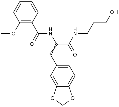 N-[(Z)-1-(1,3-benzodioxol-5-yl)-3-(3-hydroxypropylamino)-3-oxoprop-1-en-2-yl]-2-methoxybenzamide Structural