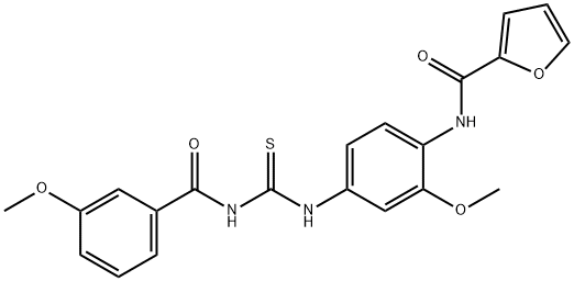 N-[2-methoxy-4-[(3-methoxybenzoyl)carbamothioylamino]phenyl]furan-2-carboxamide Structural