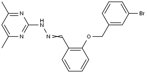 N-[(E)-[2-[(3-bromophenyl)methoxy]phenyl]methylideneamino]-4,6-dimethylpyrimidin-2-amine Structural