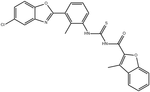 N-[[3-(5-chloro-1,3-benzoxazol-2-yl)-2-methylphenyl]carbamothioyl]-3-methyl-1-benzofuran-2-carboxamide Structural