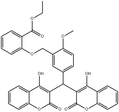 ethyl 2-[[5-[bis(4-hydroxy-2-oxochromen-3-yl)methyl]-2-methoxyphenyl]methoxy]benzoate Structural