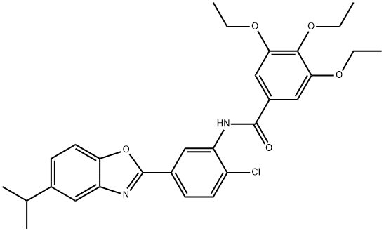 N-[2-chloro-5-(5-propan-2-yl-1,3-benzoxazol-2-yl)phenyl]-3,4,5-triethoxybenzamide Structural