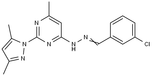 N-[(E)-(3-chlorophenyl)methylideneamino]-2-(3,5-dimethylpyrazol-1-yl)-6-methylpyrimidin-4-amine Structural